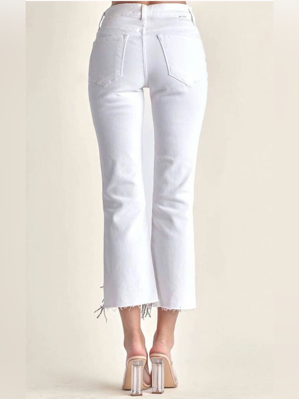 NWT Risen Jeans Fringe Fancy Bling White Tassle - Picture 4 of 8